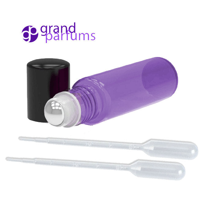 6 10ml Empty Glass Lavender Roll On Bottles w Premium STAINLESS STEEL ROLLERS Essential Oil Perfume New Feminine Lavender Glass Color