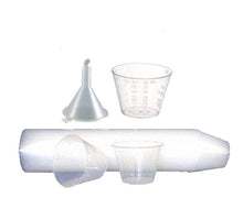 Load image into Gallery viewer, 25 Disposable Measuring Cups 30ml Medicine Cup, Essential Oil Mixing HDPE Perfume Decanting, Essential Oil Measuring Dispenser 1 Mini Funnel