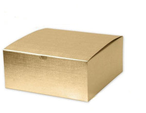 1 GOLD Gift Boxes, LARGE Linen Foil High Quality Sturdy Metallic 8"x 8"x 3"
