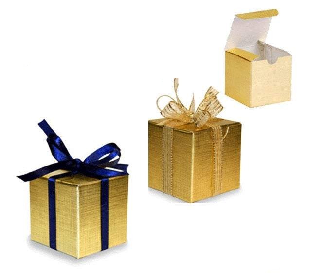 12 GOLD Linen Foil Gift Boxes, Upscale Sturdy Metallic 4