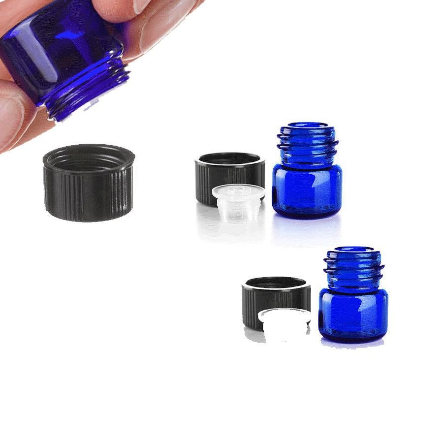 24 Cobalt Blue 1/4 Dram Glass Vials w/ Orifice Reducer Oil Dispensing Bottles, 1ml  Micro-Mini Bottles , Essential Oil Storage Sample Jars