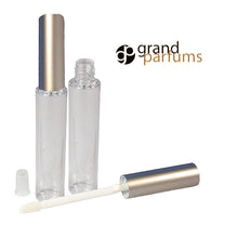 Load image into Gallery viewer, 6 Lip Gloss 10ml Tubes w/ Metallic GOLD Wand Tops Private Label Cosmetic Packaging Lipstick Balm Makeup Artists Soft flocked tip PVC PLASTIC