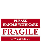 Load image into Gallery viewer, 100 FRAGILE, Handle With Care Stickers Labels Shipping 2&quot; x 3&quot; Postal Notifications RED and WHITE - Thank You Package Labels