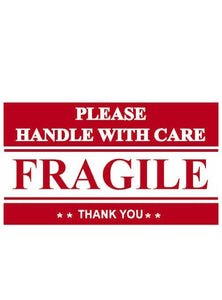 100 FRAGILE, Handle With Care Stickers Labels Shipping 2" x 3" Postal Notifications RED and WHITE - Thank You Package Labels