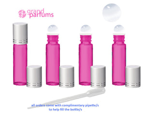 6 Roll On Bottles 10ml SOLID Magenta Hot Pink STAINLESS Steel Roller Balls  Luxury GOLD Caps Essential Oil Lip Gloss Perfume