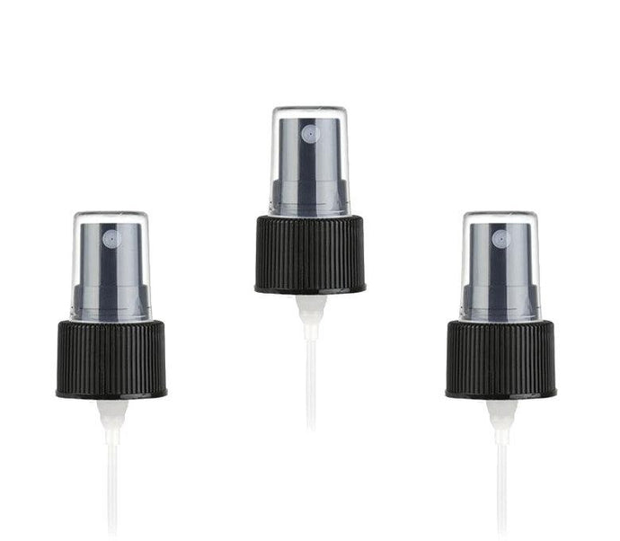 10 (24/410) Black Fine Mist Spray Sprayer Atomizer Caps Fit 4 Oz Plastic Boston Round (24 Thread size) and 8 Oz Cosmo Plastic Bottles 24-410