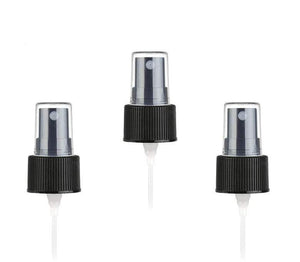 24 (20/410) Black Fine Mist Spray Sprayer Atomizer Caps Fit Our 1 and 2 Oz GLASS Boston Round Bottles and 4 Oz Cosmo Plastic Bottles 20-410