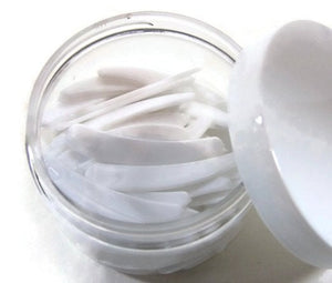 100 White Disposable Mini Cosmetic Spatulas Spoons in PET Plastic 4 Oz Low Profile Jar Private Label Makeup Artists Container Vanity Display