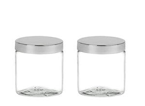 3 CLEAR 8 Oz Hi Wall PET Plastic Jars 240ml w/ Smooth Upscale Caps for Body Butter, Sugar Scrubs, Balms, Bath Salt, Conditioner 240 ml