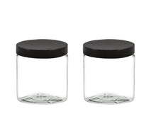 Load image into Gallery viewer, 3 CLEAR 8 Oz Hi Wall PET Plastic Jars 240ml w/ Smooth Upscale Caps for Body Butter, Sugar Scrubs, Balms, Bath Salt, Conditioner 240 ml