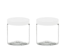 Load image into Gallery viewer, 3 CLEAR 8 Oz Hi Wall PET Plastic Jars 240ml w/ Smooth Upscale Caps for Body Butter, Sugar Scrubs, Balms, Bath Salt, Conditioner 240 ml