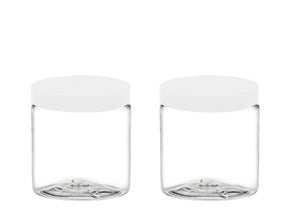 3 CLEAR 8 Oz Hi Wall PET Plastic Jars 240ml w/ Smooth Upscale Caps for Body Butter, Sugar Scrubs, Balms, Bath Salt, Conditioner 240 ml