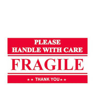 Load image into Gallery viewer, 100 FRAGILE, Handle With Care Stickers Labels Shipping 2&quot; x 3&quot; Postal Notifications RED and WHITE - Thank You Package Labels