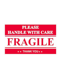 100 FRAGILE, Handle With Care Stickers Labels Shipping 2" x 3" Postal Notifications RED and WHITE - Thank You Package Labels