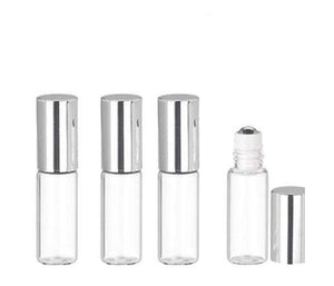 24 LUXURIOUS Upscale Slim Glass 3ml Amber Roll-on Roller Perfume Bottles STAINLESS STEEL Ball Fitment 1/10 Oz Essential Oil, Lip Gloss, 3 ml