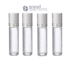 Load image into Gallery viewer, 48 CLEAR 10mL DELUXE Clear Rollerball Bottles with Pink, Turquoise, Black Gold or Silver Metallic Caps 1/3 Oz Roll-Ons Essential Oil Perfume