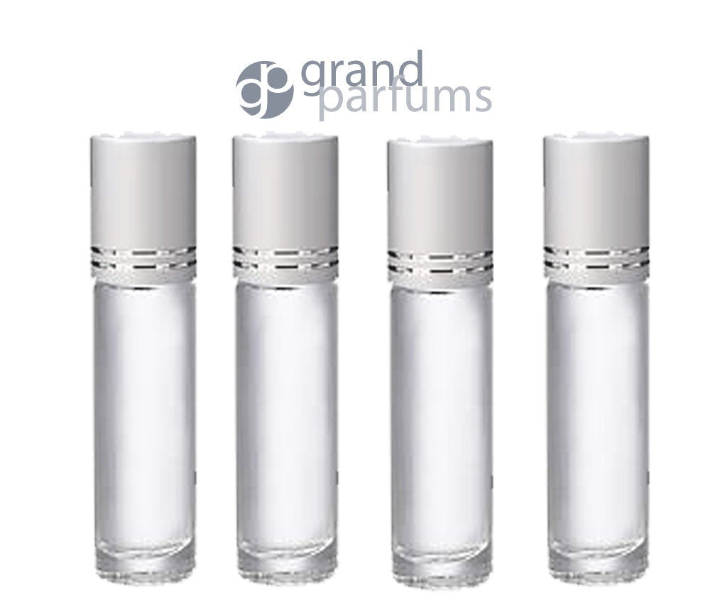 48 CLEAR 10mL DELUXE Clear Rollerball Bottles with Pink, Turquoise, Black Gold or Silver Metallic Caps 1/3 Oz Roll-Ons Essential Oil Perfume
