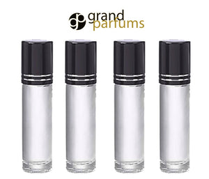 48 CLEAR 10mL DELUXE Clear Rollerball Bottles w/ Pink, Turquoise Black Gold Matte Silver Metallic Caps 1/3 Oz Roll-Ons Essential Oil Perfume