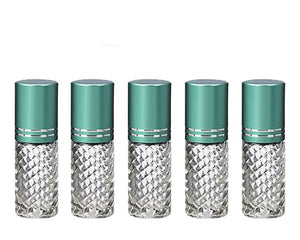 3 CLEAR 4mL DELUXE Clear or Swirled Rollerball Bottles Pink, Turquoise, Black Gold or Silver Metallic Caps Roll-On Essential Oil Perfume
