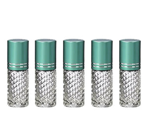 1 CLEAR 4mL DELUXE Clear or Swirled Rollerball Bottles Pink, Turquoise, Black Gold or Silver Metallic Caps Roll-On