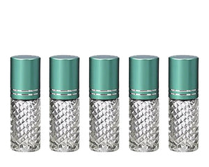 1 CLEAR 4mL DELUXE Clear or Swirled Rollerball Bottles Pink, Turquoise, Black Gold or Silver Metallic Caps Roll-On