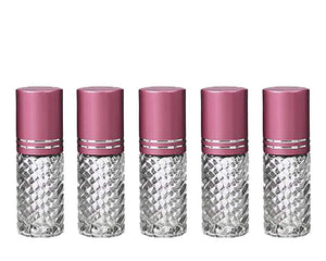 3 CLEAR 4mL DELUXE Clear or Swirled Rollerball Bottles Pink, Turquoise, Black Gold or Silver Metallic Caps Roll-On Essential Oil Perfume