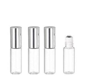 12 LUXURY Premium Slim Glass 3ml Amber Roll-on, Roller Perfume Bottles STAINLESS STEEL Ball Fitment, 1/10 Oz Essential Oil, Lip Gloss, 3 ml