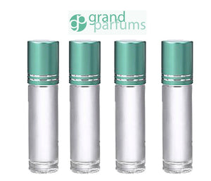 48 CLEAR 10mL DELUXE Clear Rollerball Bottles with Pink, Turquoise, Black Gold or Silver Metallic Caps 1/3 Oz Roll-Ons Essential Oil Perfume