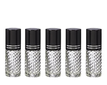 Load image into Gallery viewer, 1 CLEAR 4mL DELUXE Clear or Swirled Rollerball Bottles Pink, Turquoise, Black Gold or Silver Metallic Caps Roll-On
