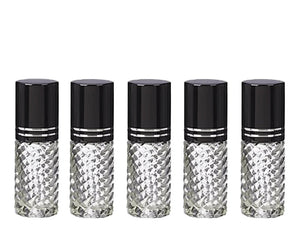 1 CLEAR 4mL DELUXE Clear or Swirled Rollerball Bottles Pink, Turquoise, Black Gold or Silver Metallic Caps Roll-On
