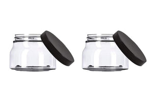 12 Italian Style CLEAR 8 Oz Pet Plastic TUSCANY Jars with Labels and Spatulas, 240ml w/ Smooth SILVER Caps Sugar Scrubs, Bath Salt 240 ml