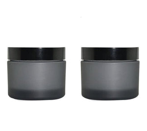 FINAL CLOSEOUT Green PET Plastic 1.7 Oz Jars w/ Upscale Black Lids 50ml Body Butter Scrub Salts, Unisex Packaging Heavyweight Luxury