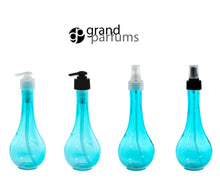 Load image into Gallery viewer, 3 AQUA Turquoise 8 Oz Glass Teardrop Shape Lotion Pump Bottles Soap Dispenser UNIQUE Packaging DIY Private Label 240ml 240 ml Recycled Glass