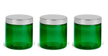Load image into Gallery viewer, 3 COBALT BLUE 8 Oz Hi Wall PET Plastic Jars 240ml w/ Smooth Silver Upscale Caps for Body Butter, Sugar Scrubs, Bath Salt, Conditioner 240 ml