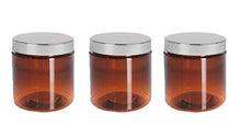 Load image into Gallery viewer, 3 COBALT BLUE 8 Oz Hi Wall PET Plastic Jars 240ml w/ Smooth Silver Upscale Caps for Body Butter, Sugar Scrubs, Bath Salt, Conditioner 240 ml