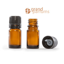 Load image into Gallery viewer, OVERSTOCK CLEARANCE SALE 100 Euro Dropper Bottles, 5ml Amber Glass Essential Oil w/ Black Dropper Caps 5 ml Vials Caps Travel, Samples