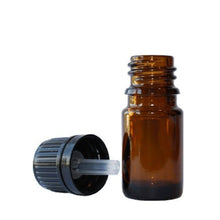 Load image into Gallery viewer, 50 Euro Dropper Bottles, 10ml AMBER Glass for Essential Oil w/ Orifice Reducer &amp; Black Caps 10 ml Vials Caps Travel, Samples 1/3 Hi Quality