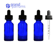 Load image into Gallery viewer, 3 Dark Amber 30mL 1 Oz w/ Graduated CALIBRATED GLASS DROPPER Bottle Boston Round  Oil Serum Essential Oils Measuring Perfumers Tool