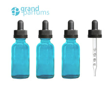 Load image into Gallery viewer, 3 Frosted Glass 30mL 1 Oz w/ CALIBRATED Graduated GLASS DROPPER Bottle Boston Round  Oil Serum Essential Oils Measuring Perfumers Tool