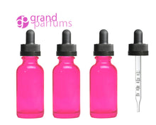 Load image into Gallery viewer, 3 Matte Black Glass 30mL 1 Oz Graduated CALIBRATED GLASS DROPPER Bottle Boston Round Serum Essential Oils Measure Perfume Tool Aromatherapy