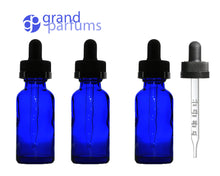Load image into Gallery viewer, 3 Green 15mL .5Oz w/ Graduated, CALIBRATED GLASS DROPPER Bottle Boston Round  Oil Serum Essential Oils Measuring Perfumers Tool