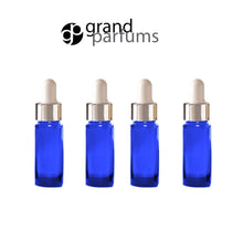 Load image into Gallery viewer, 6 GREEN 10ml Essential Oil Glass Dropper Bottles 1/3 Oz Boston Round w/ Shiny Metallic SILVER Glass Pipettes White Medicine Bulb 10 ml