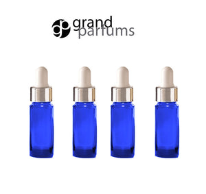 6 GREEN 10ml Essential Oil Glass Dropper Bottles 1/3 Oz Boston Round w/ Shiny Metallic SILVER Glass Pipettes White Medicine Bulb 10 ml