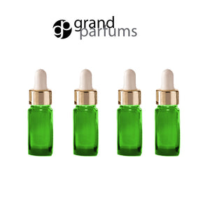 6 AMBER BLUE 15ml Essential Oil Glass Dropper Bottles 1/2 Oz Boston Round w/ Shiny Metallic SILVER Glass Pipettes Black Medicine Bulb 15 ml