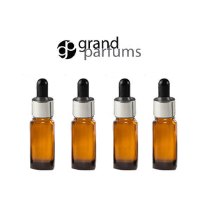6 BLUE 10ml Essential Oil Glass Dropper Bottles 1/3 Oz Boston Round w/ Shiny Metallic SILVER Glass Pipettes Black Medicine Bulb 10 ml