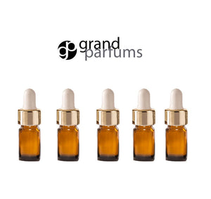 6 Mini 5ml COBALT BLUE Essential Oil Glass Dropper Bottles 1/6 Oz Boston Round w/ Shiny Metallic GOLD Glass Pipette White Medicine Bulb 5 ml