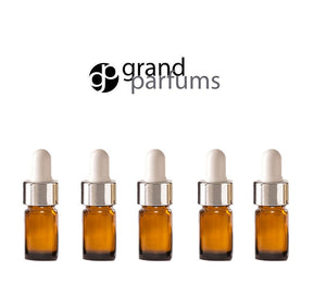 6 Mini 5ml BLUE Essential Oil Glass Dropper Bottles (1/6 Oz) Boston ROUND w/ Shiny Metallic SILVER Glass Pipettes White Medicine Bulb 5 ml