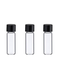 Load image into Gallery viewer, 144 Clear Glass 2ml Essential Oil Vials Bottles 1/2 DRAM  2 ml w/ Black Caps Essential Oil, Carrier Oil Cosmetic Sampler Bulk Wholesale