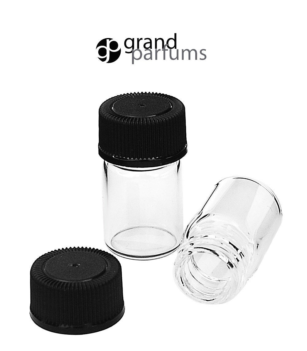 36 Clear Glass 2ml Essential Oil Vials Bottles 5/8 DRAM  2 ml w/ Black Caps Essential Oil, Carrier Oil Cosmetic Sampler Bulk Wholesale