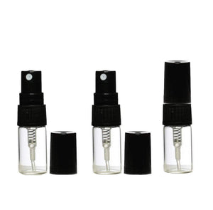24 Clear Glass 3ml Fine Mist Atomizer Bottles 3 ml w/ Silver Metallic Spray Mist Caps Perfume Cologne Travel Size Sample Packaging Wholesale